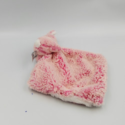Doudou lapin rose blanc mouchoir DANI