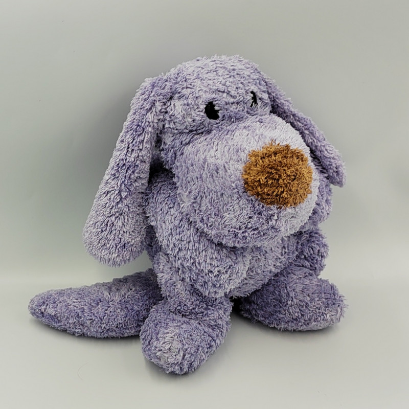 Doudou peluche chien violet mauve AJENA