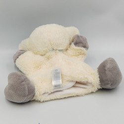 Doudou marionnette mouton blanc foulard bleu TEX