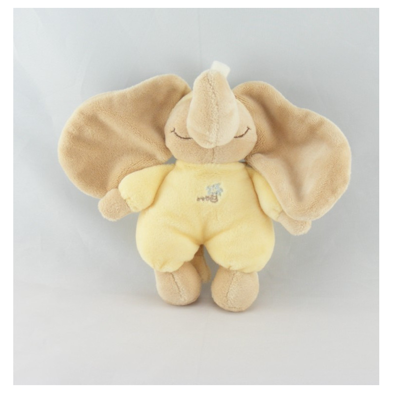 Doudou Eléphant Archibald salopette jaune NOUKIE'S