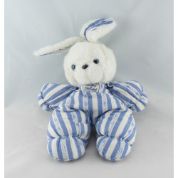Doudou lapin blanc rayé bleu TARTINE ET CHOCOLAT NEUF