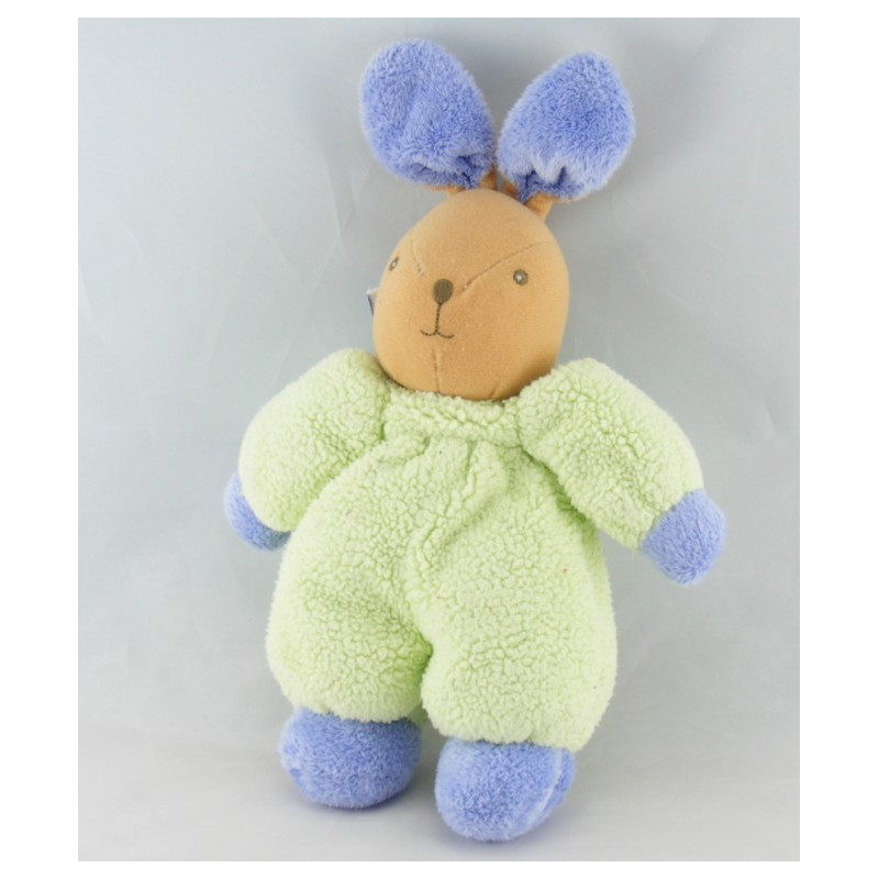 Doudou lapin blanc vert AJENA