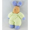 Doudou lapin blanc vert AJENA