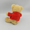 Doudou peluche ours beige pull rouge Je t'aime tu sais JEMINI