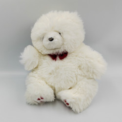 Ancienne peluche ours blanc noeud rouge LA PELUCHE OUISTI