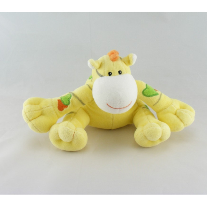 Doudou girafe vache mauve coeur jaune violet KIMBALOO