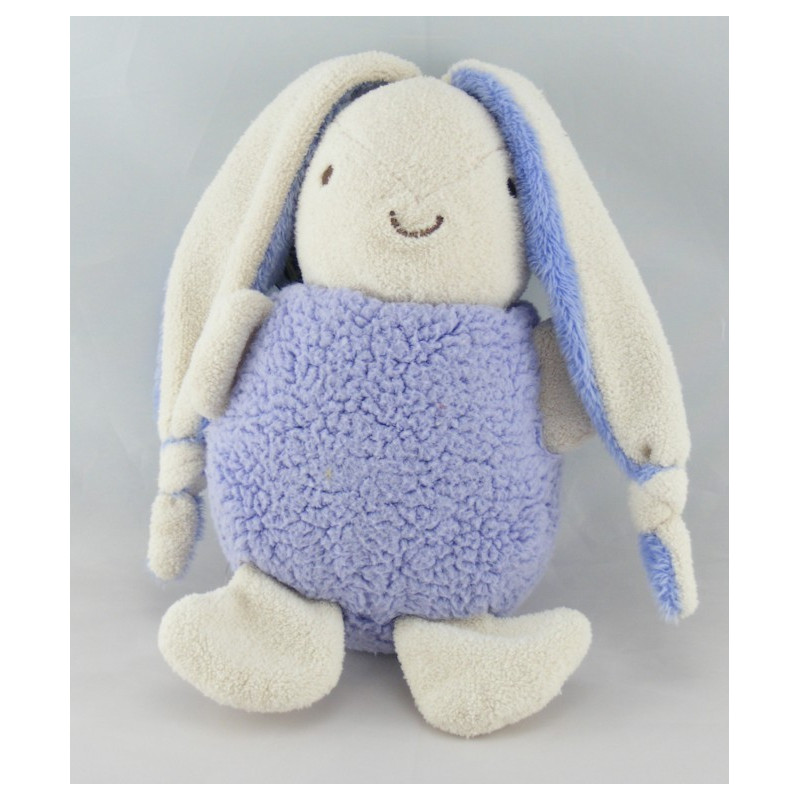 Doudou lapin bleu hochet AJENA