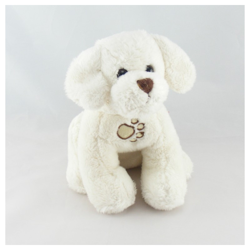 Doudou chien couché beige écru marron GIPSY