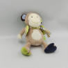 Doudou musical singe beige bleu vert BABYSUN