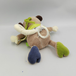 Doudou musical singe beige bleu vert BABYSUN
