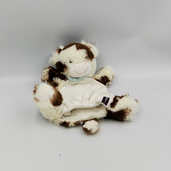 Doudou marionnette vache marron blanc foulard bleu KALOO