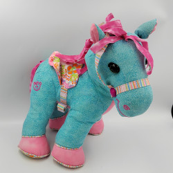 Peluche Poney bleu rose DOODLE PONY