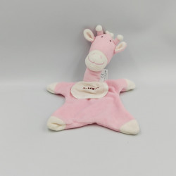 Doudou plat girafe rose bavoir DMC