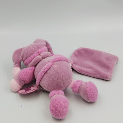 Doudou et compagnie ours Douceur Macaron rose mouchoir