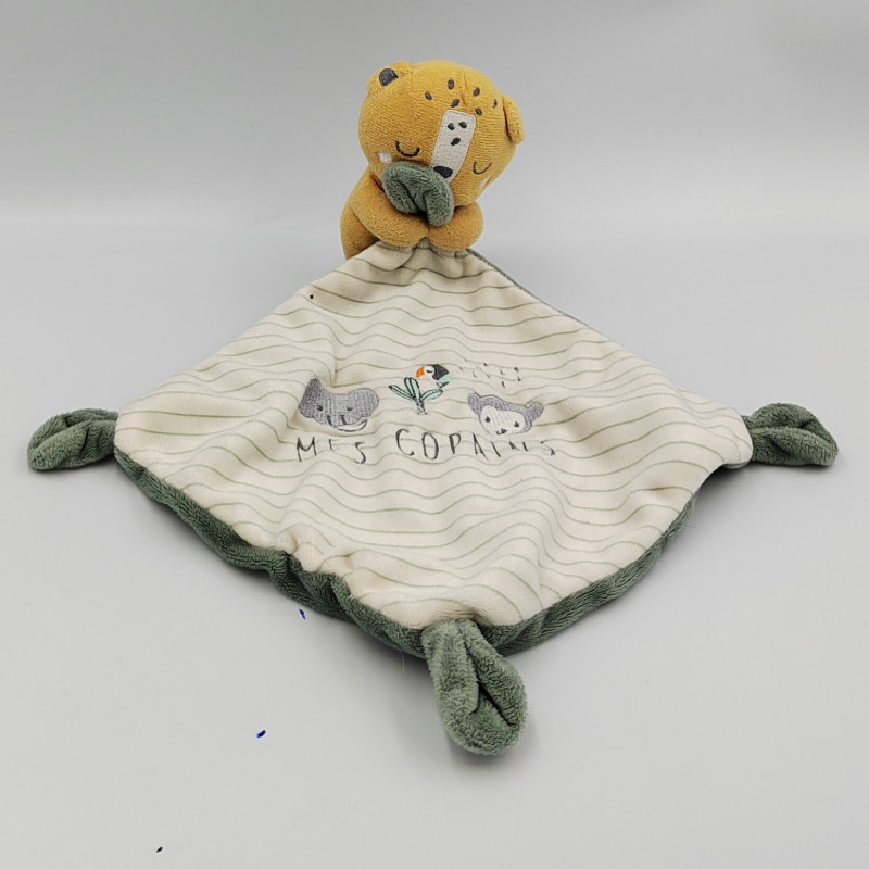Doudou tigre léopard mouchoir Mes copains MOTS D'ENFANTS