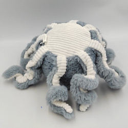 Doudou peluche pieuvre bleu blanc ATMOSPHERA