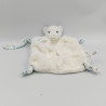 Doudou plat ours plume blanc bleu vert d'eau feuilles oiseaux KALOO