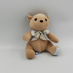 Doudou ours beige bleu carreaux NOUNOURS