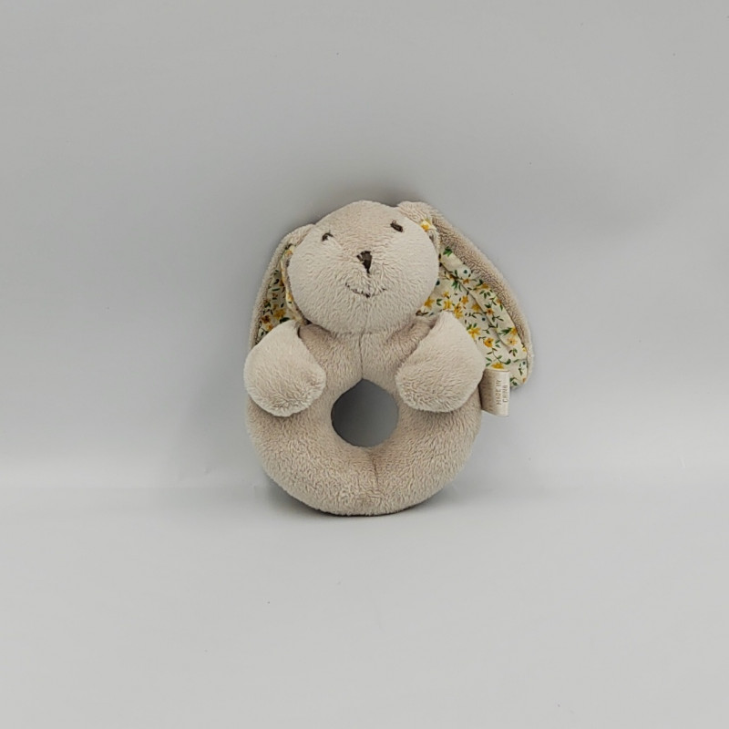 Doudou hochet lapin gris fleurs ZARA HOME