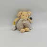 Doudou et compagnie souris beige gris jaune blanc bubu en pyjama