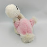 Ancienne peluche doudou oiseau autruche rose blanc NOUNOURS