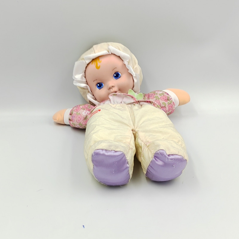 Doudou poupée tissu rose fleurs blanc PLAYSKOOL 1999