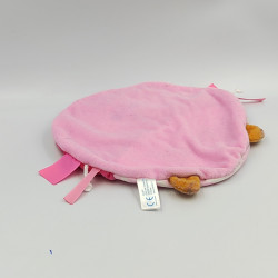 Doudou plat hibou chouette rose blanc Booh LUMINOU