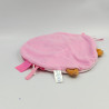 Doudou plat hibou chouette rose blanc Booh LUMINOU