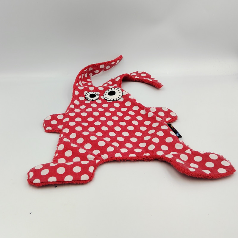 Doudou plat lapin rouge pois blanc NOTSOBIG