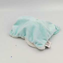 Doudou plat ours blanc bleu ciel TOM & ZOE