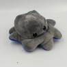 Doudou peluche réversible pieuvre gris bleu