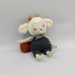 Doudou mouton blanc bleu marine après la pluie MOULIN ROTY