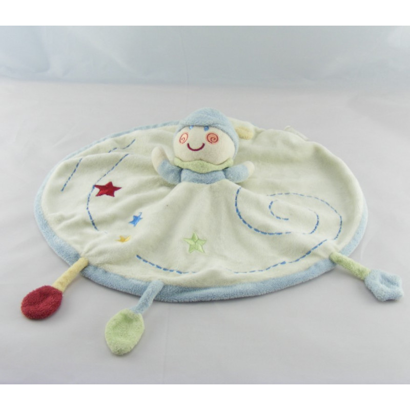 Doudou plat rond lutin vert spirale étoiles KIABI