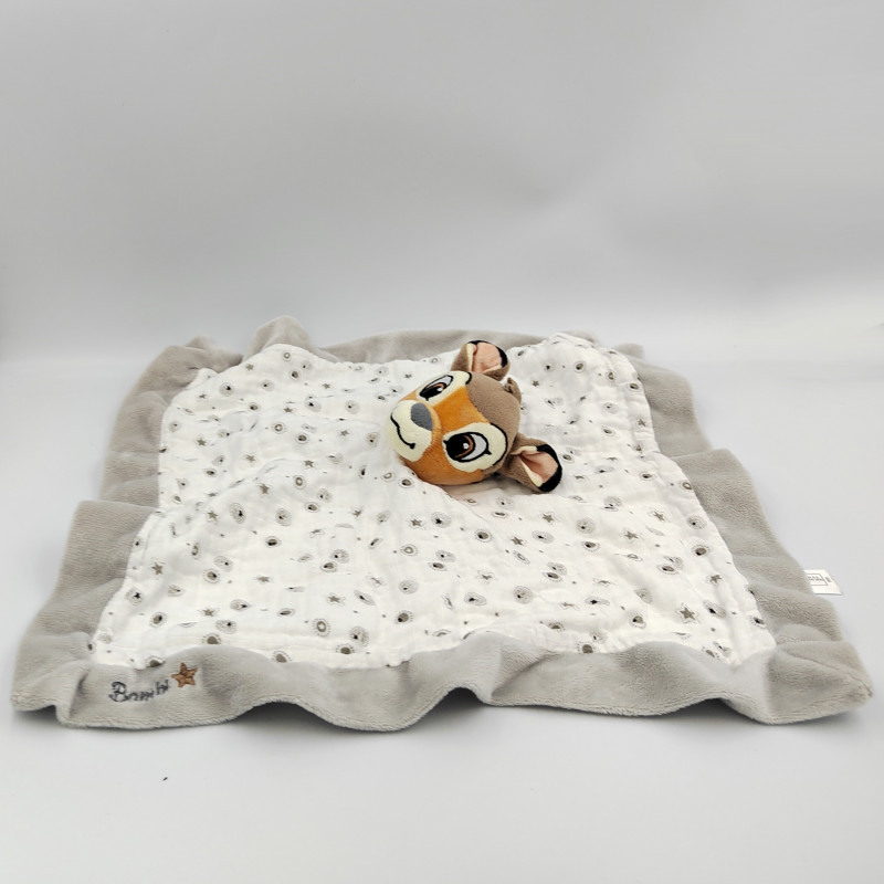 Doudou plat Bambi blanc gris lange DISNEY NICOTOY
