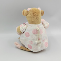 Doudou musical vache Lola Rosalie beige rose fleurs NOUKIE'S