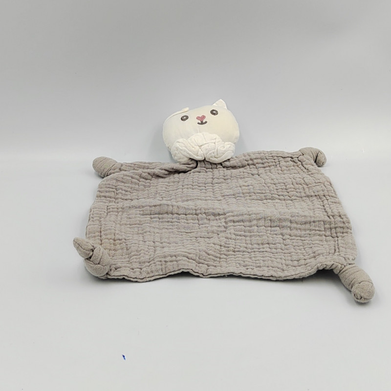 Doudou plat chat gris blanc MATHILDE M
