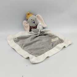 Doudou plat éléphant gris blanc Dumbo mouchoir couverture DISNEY BABY