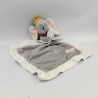 Doudou plat éléphant gris blanc Dumbo mouchoir couverture DISNEY BABY