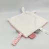 Doudou plat lapin blanc rose pois étoiles OBAIBI