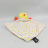 Doudou plat canard jaune blanc rose ORCHESTRA