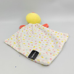 Doudou plat canard jaune blanc rose ORCHESTRA