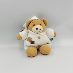 Doudou ours blanc marron beige POUPE POUPI