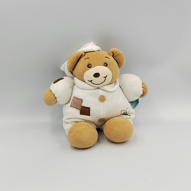 Doudou ours blanc marron beige POUPE POUPI