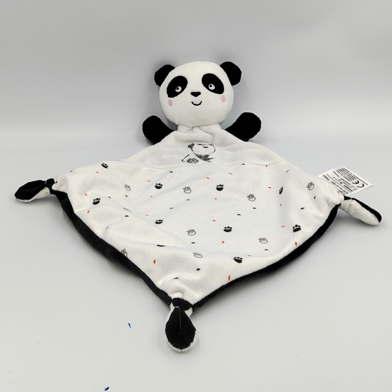 Doudou plat panda noir blanc MOTS D'ENFANTS