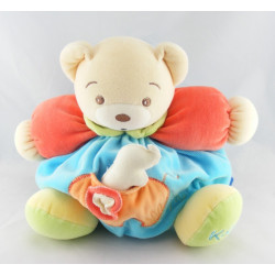 Doudou plat ours bleu vert éléphant brodé KALOO
