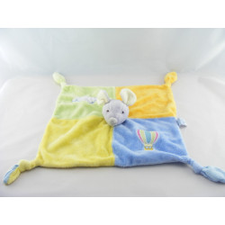 Doudou plat souris jaune vert rose bleu nuage GIPSY