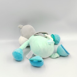 Doudou hippopotame bleu blanc hochet miroir GIPSY