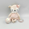 Doudou biche faon rose beige blanc pois dorés hochet MOTS D'ENFANTS