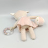 Doudou biche faon rose beige blanc pois dorés hochet MOTS D'ENFANTS