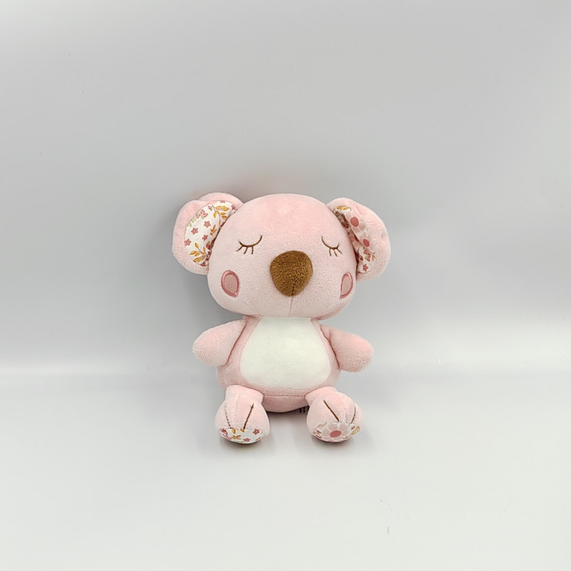 Doudou koala rose blanc fleurs SERGENT MAJOR